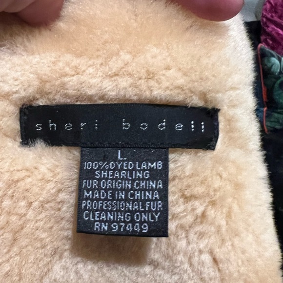SHERI BODELL Shearling Leather Suede Dyed Lamb Jacket Western Boho Coat Tan - Picture 7 of 8